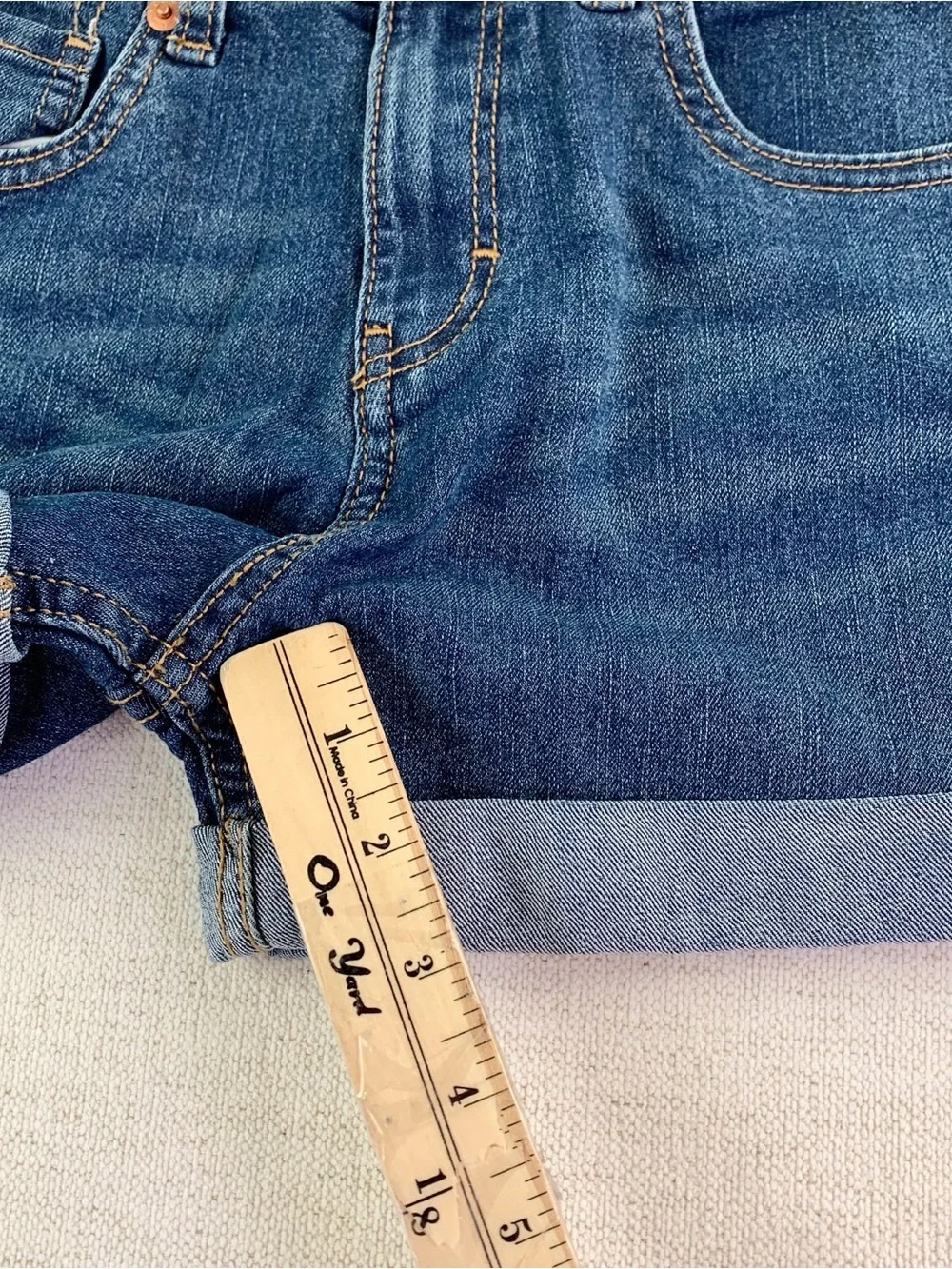 Levi's girl's Denim Roll-Cuff Shorts adjustable waist stretch size 12
